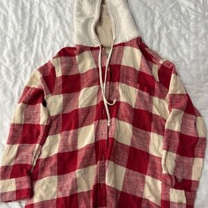 American Eagle Red and Cream Plaid Jacket